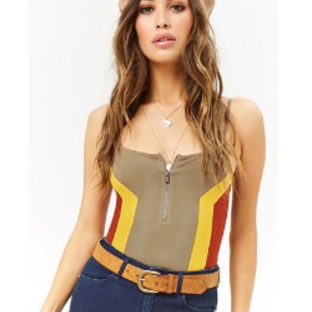 FINAL PRICE NWOT! Colorblock Cami Bodysuit